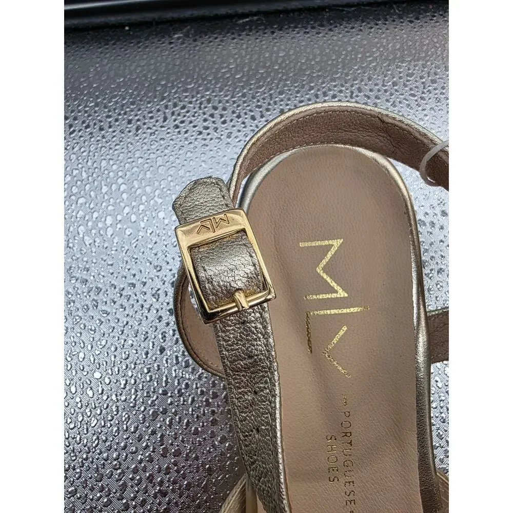 MLV Cassia Portuguese Heart Sandals Size US 10.5 Raffia & Metallic Gold‎ Finish